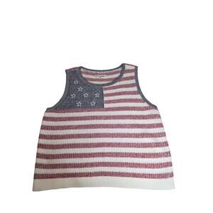 Lucky Brand American Flag Sweater Vest Women’s XL Patriotic Stars & Stripes